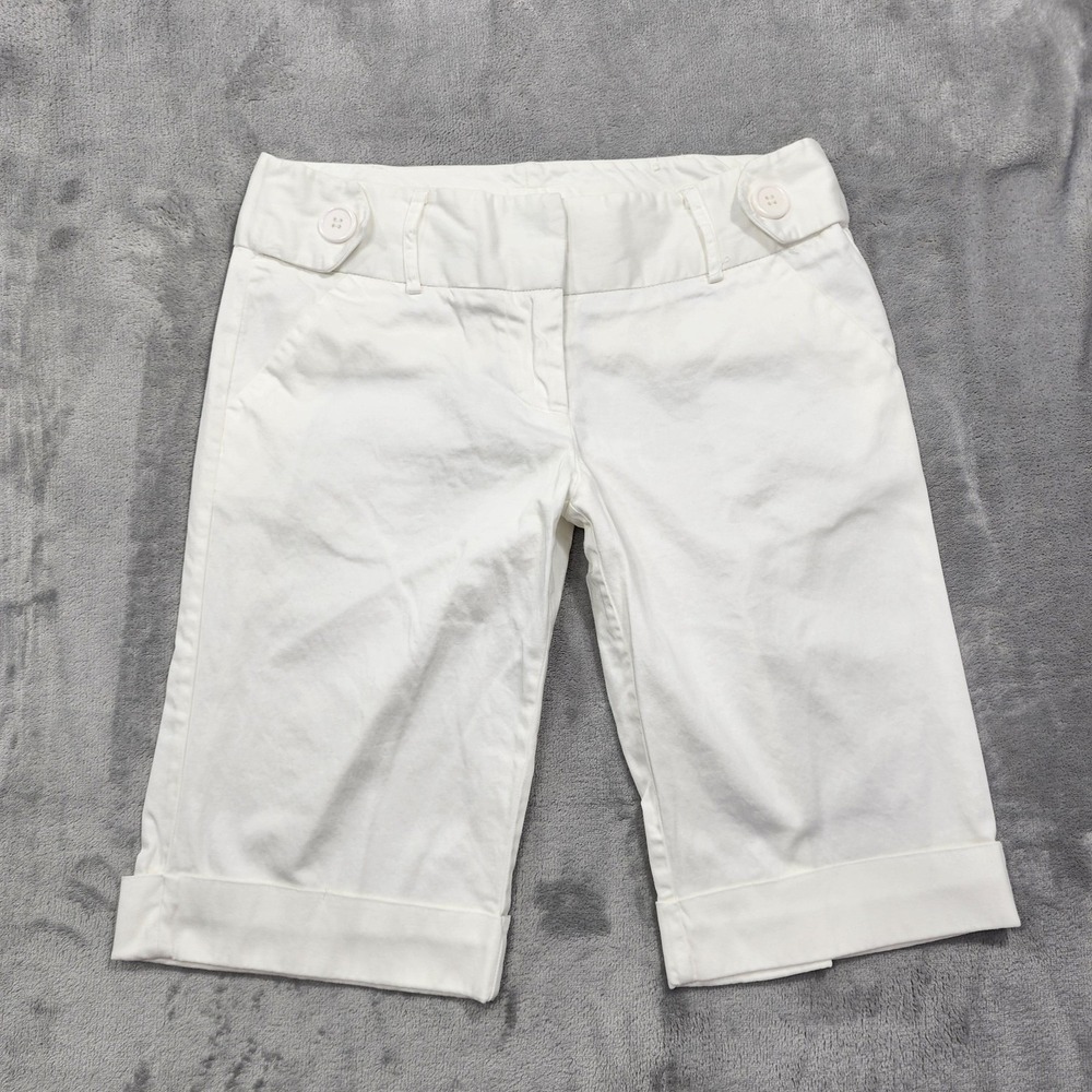 Vintage Studio Y Shorts Womens 7/8 White Bermuda Twill Stretch Casual Summer